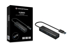 CONCEPTRONIC 4-Port Hub USB-A3.0/-C Adap.->4xA3.0 o.Netz. sw