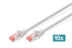 DIGITUS CAT 6 S/FTP Patchkabel, 10 Stück, 0,5m, grau