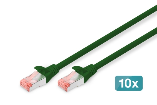 DIGITUS CAT 6 S/FTP Patchkabel, 10 Stück, 5m, grün