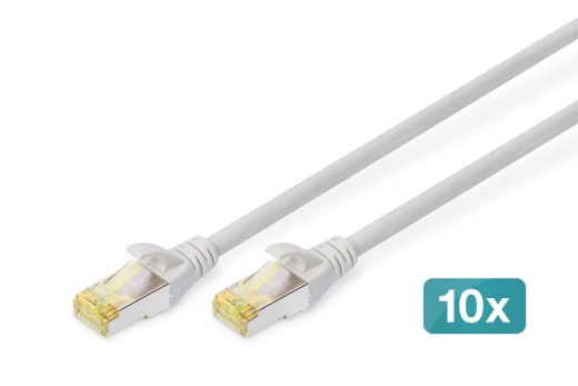 DIGITUS CAT 6A S/FTP Patchkabel, 10 Stück, 2m, grau