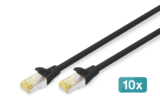 DIGITUS CAT 6A S/FTP Patchkabel, 10 Stück, 5m, schwarz