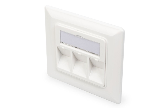 DIGITUS Rahmen + Platte 80x80mm für 3 Keystone Module weiss