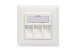 DIGITUS Rahmen + Platte 80x80mm für 3 Keystone Module weiss