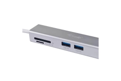 Equip Adapter USB-C->HDMI/2xUSB3.0/SD/TF 4K/ 30Hz 0.15m Alu.