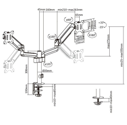 Equip Tischhalterung 17-32/2TFT 360° Gasfeder 9Kg...