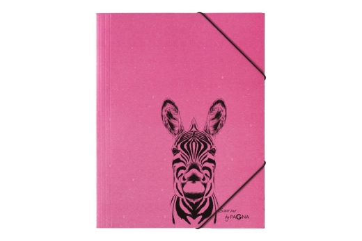 PAGNA Gummizugmappe A4 PP,Karton,3 Einschlagklapp, Zebra