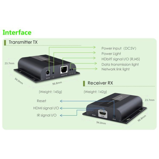 Techly HDBitT HDMI Zusätzlicher Empfänger für HDBit HDMI