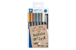 STAEDTLER Marker Metallic & white brush 6 St.& 1...