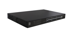 LevelOne PoE+Switch 24xFE PoE/2xGE/2xSFP 390W 19unman.Metal