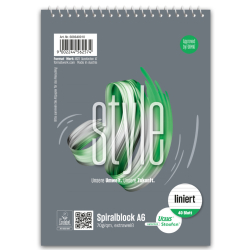 Spiralblock - A6, 40 Blatt, 70 g/qm, liniert