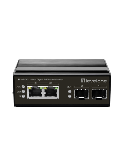 LevelOne Industr.PoE+Switch 2xGE PoE/2xSFP 180W unman.Metall