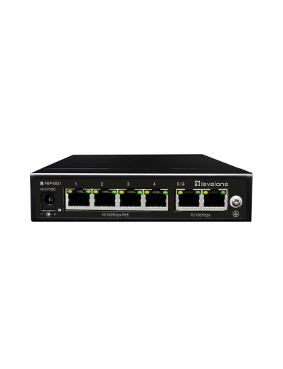 LevelOne PoE+Switch 4xFE PoE/2xFE 60W Metall