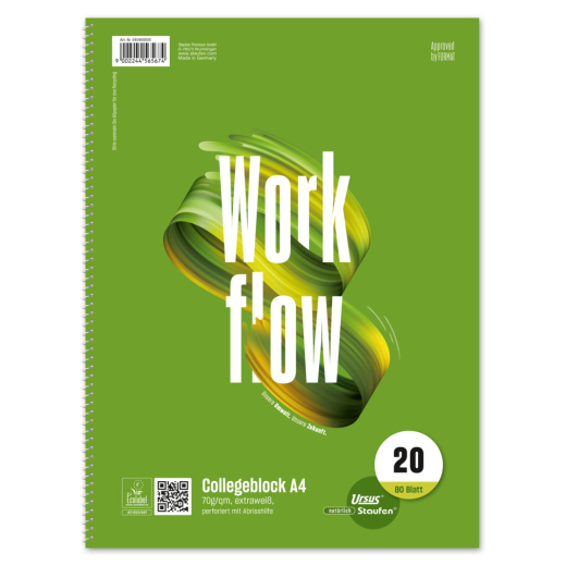 Collegeblock - A4, 80 Blatt, 70 g/qm, blanko