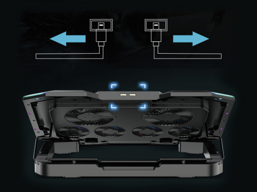 CONCEPTRONIC 6-Fan USB-A2.0 Laptop-Kühlpad 30Kg RGB 17 sw