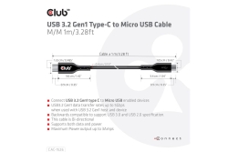 Club3D Kabel USB 3.2 Typ C <> Micro USB 1m St/St retail