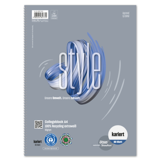 Collegeblock LIN22 - A4, 80 Blatt, 60 g/qm, kariert