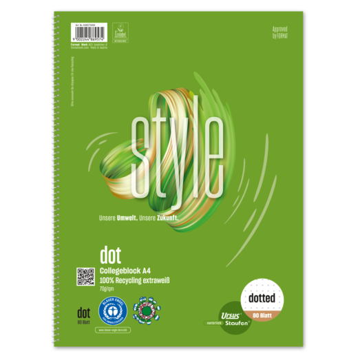 Collegeblock dotted - A4, 80 Blatt, 70 g/qm, gepunktet