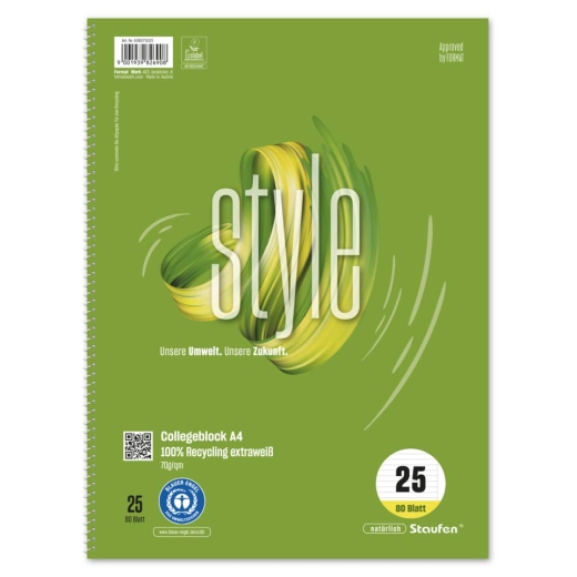 Collegeblock LIN25 - A4, 80 Blatt, 70 g/qm, liniert mit Rand