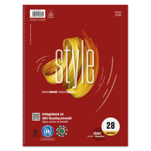 Collegeblock LIN28 - A4, 160 Blatt, 70g/qm, kariert mit Rand