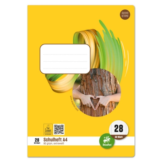 Heft LIN28 - A4, 32 Blatt, 90 g/qm, kariert mit Randlinien
