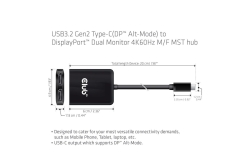 Club3D MST-Hub USB 3.2 Typ C > 2x DP 4K60Hz St/Bu retail