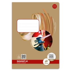 Notenheft - A4, 8 Blatt, 80 g/qm, 12 Notensysteme +...