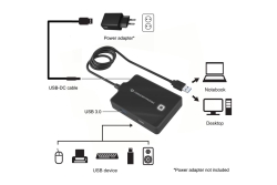 CONCEPTRONIC 4-Port Hub USB-A3.0->3xA2.0/A3.0/DC o.Netz. sw