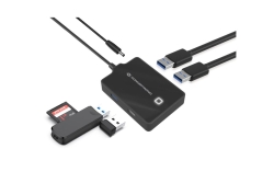 CONCEPTRONIC 4-Port Hub USB-A3.0->3xA2.0/A3.0/DC o.Netz. sw