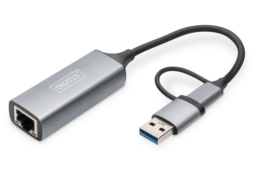 DIGITUS USB Type-C Gigabit Ethernet Adap. 2.5G USB-C+USB A