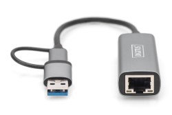 DIGITUS USB Type-C Gigabit Ethernet Adap. 2.5G USB-C+USB A
