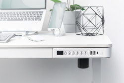 DIGITUS Schreibtisch 120x60 elektr.,USB-Lade.+Schublade weiß (Speditionsversand)