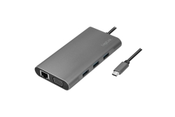 Logilink Dockingstation USB 3.2 Gen1,USB-C, 10-Port,PD,silb.