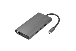 Logilink Dockingstation USB 3.2 Gen1,USB-C, 10-Port,PD,silb.