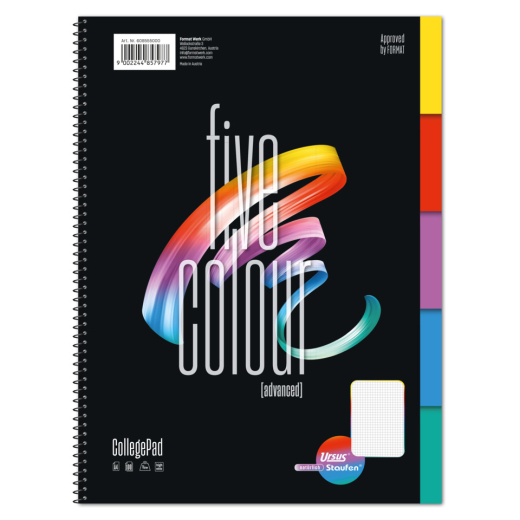 Collegeblock Five Colour A4 100 Blatt 70g/qm 5mm kariert