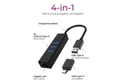 Hub IcyBox 4-Port IB-HUB1419-LAN USB 3.0 Hub & LAN Adapter