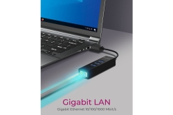 Hub IcyBox 4-Port IB-HUB1419-LAN USB 3.0 Hub & LAN Adapter