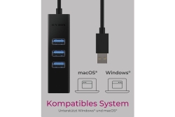 Hub IcyBox 4-Port IB-HUB1419-LAN USB 3.0 Hub & LAN Adapter