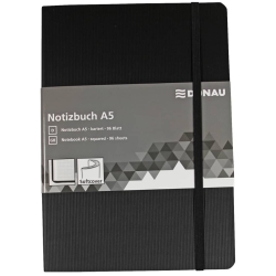 Notizbuch - A5, kariert, 192 Seiten, schwarz