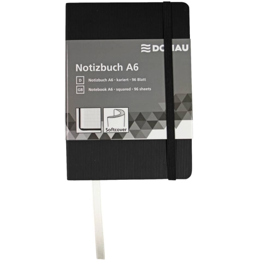 Notizbuch - A6, kariert, 192 Seiten, schwarz