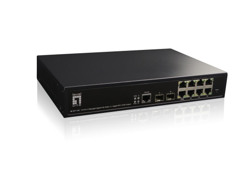 LevelOne PoE+Switch 8xGE PoE/2xSFP 180W 19 Managed L2