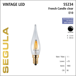SEGULA LED French Kerze klar E10 1,5W 2200K dimmbar