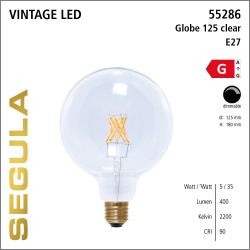 SEGULA LED Globe 125 klar E27 5W 400Lm 2200K dimmbar
