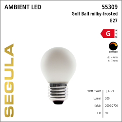 SEGULA LED Golfball opal-matt E27 3,3W 1900-2700K dimmbar