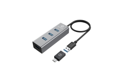GRAUGEAR 4-Port USB HUB 3.0 USB-A inkl. USB-C Adapter retail