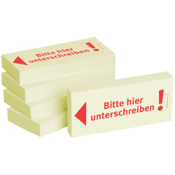 Haftnotizen Bitte hier unterschreiben - 75 x 35 mm, 5x...