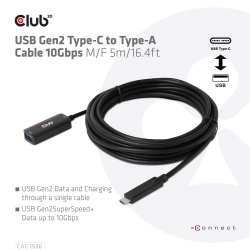 Club3D Kabel USB 3.2 Typ C <> USB Typ A 10Gbps...