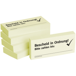 Haftnotizen Bescheid in Ordnung - 75 x 35 mm, 5x 100 Blatt