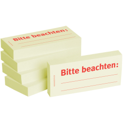 Haftnotizen Bitte beachten - 75 x 35 mm, 5x 100 Blatt