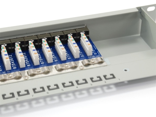 Equip 19 Patchpanel 24xRJ45 Cat6 FTP 1U 250MHz RAL7035