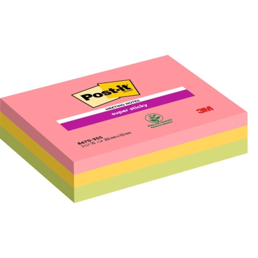 Haftnotizblock Super Sticky Meeting Notes, 152x203mm, 3x70 Blatt, neon